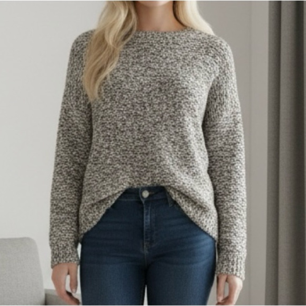 VINCE Marled Knit Cotton Linen Blend Scandi Beach Cottage Beach Pullover Sweater